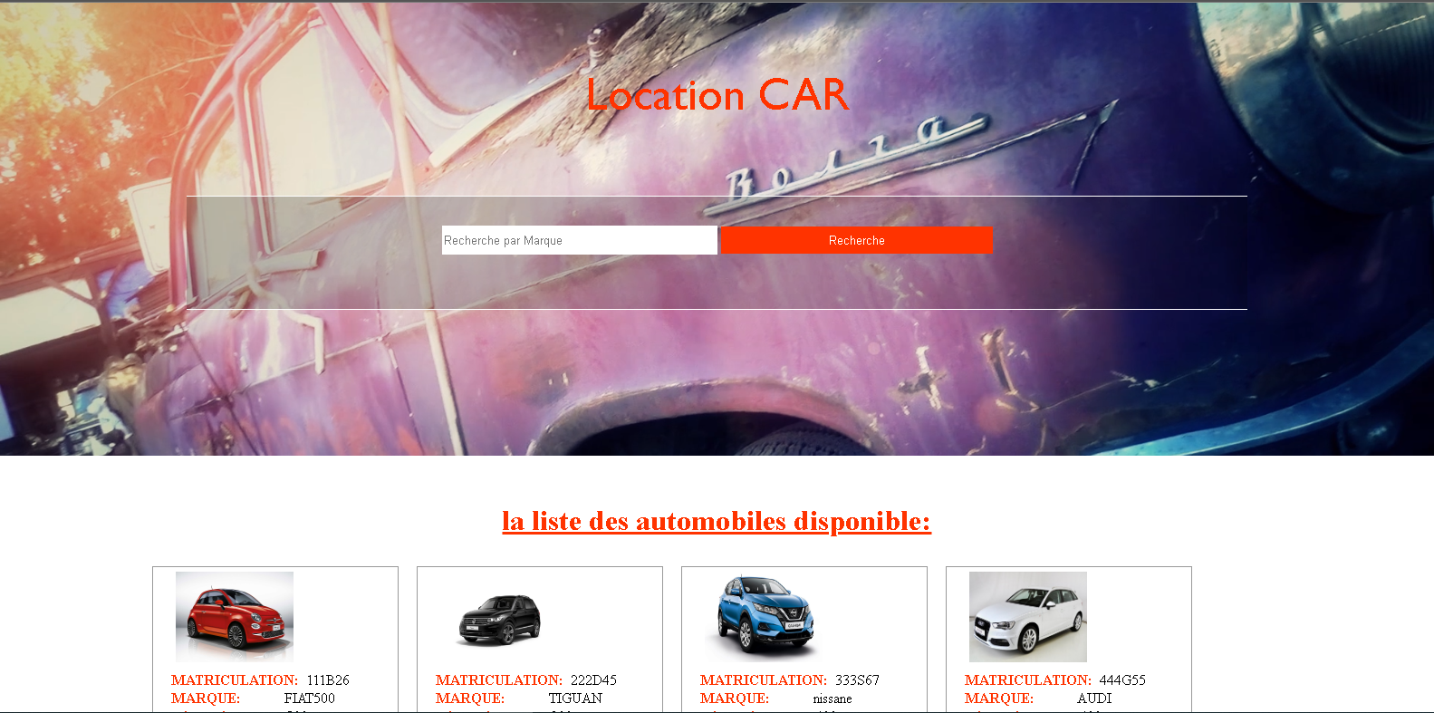 image du projet car rental 1